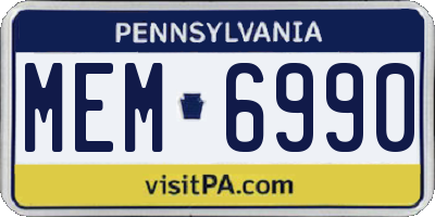 PA license plate MEM6990