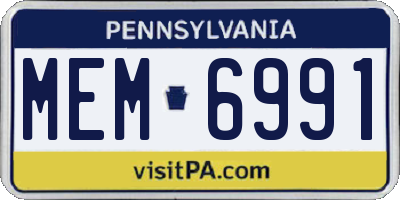 PA license plate MEM6991