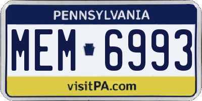 PA license plate MEM6993