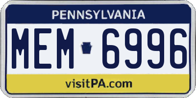 PA license plate MEM6996