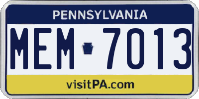 PA license plate MEM7013