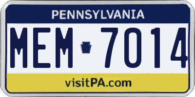 PA license plate MEM7014