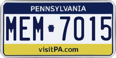 PA license plate MEM7015