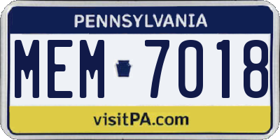 PA license plate MEM7018