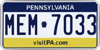 PA license plate MEM7033