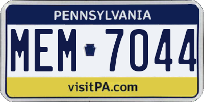 PA license plate MEM7044