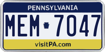 PA license plate MEM7047