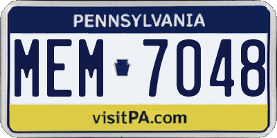 PA license plate MEM7048