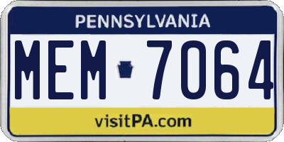 PA license plate MEM7064