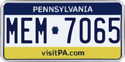 PA license plate MEM7065