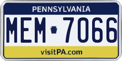 PA license plate MEM7066