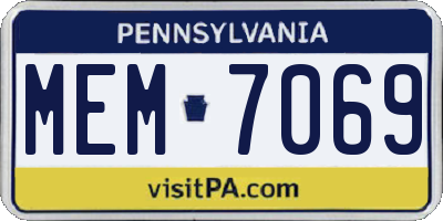 PA license plate MEM7069