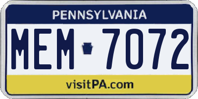 PA license plate MEM7072