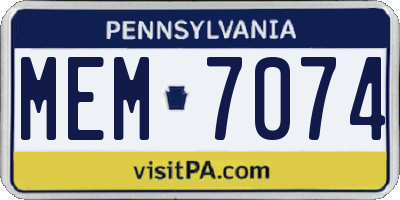 PA license plate MEM7074
