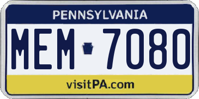PA license plate MEM7080