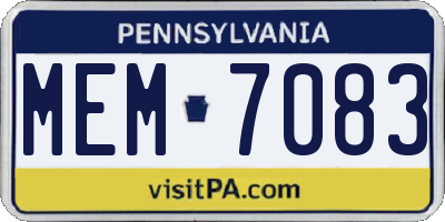 PA license plate MEM7083