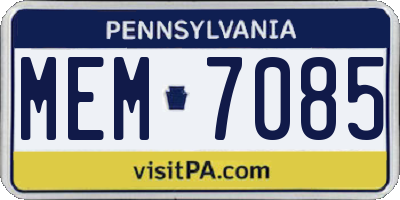 PA license plate MEM7085
