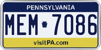 PA license plate MEM7086