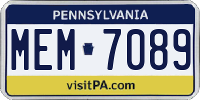 PA license plate MEM7089