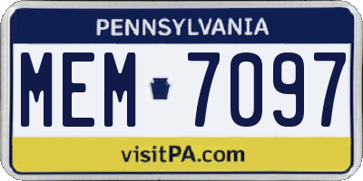 PA license plate MEM7097