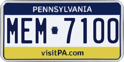 PA license plate MEM7100
