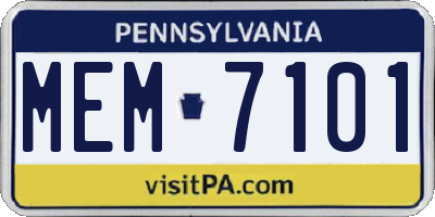 PA license plate MEM7101