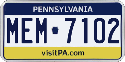 PA license plate MEM7102