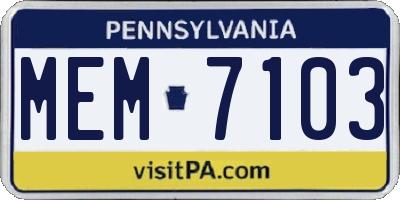 PA license plate MEM7103