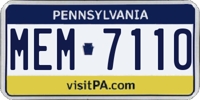 PA license plate MEM7110