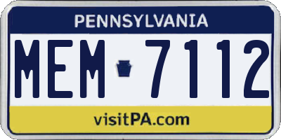 PA license plate MEM7112