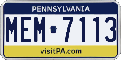 PA license plate MEM7113