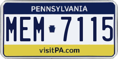 PA license plate MEM7115