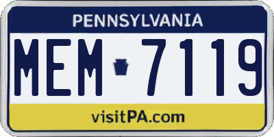 PA license plate MEM7119