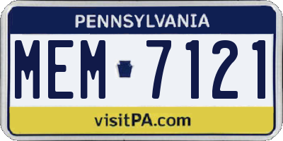 PA license plate MEM7121