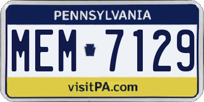 PA license plate MEM7129