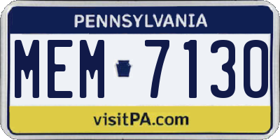 PA license plate MEM7130