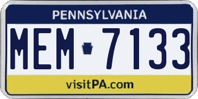 PA license plate MEM7133