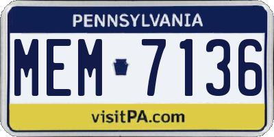 PA license plate MEM7136