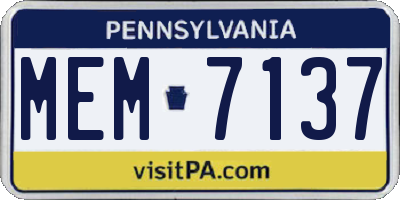 PA license plate MEM7137