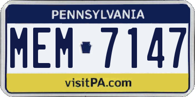 PA license plate MEM7147