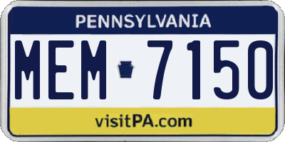 PA license plate MEM7150
