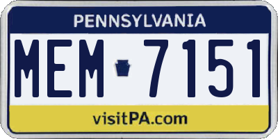 PA license plate MEM7151