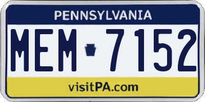 PA license plate MEM7152