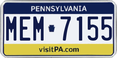 PA license plate MEM7155