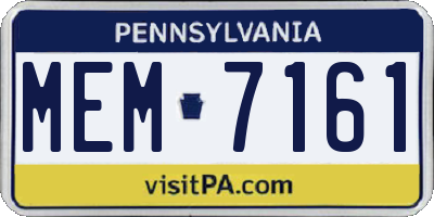 PA license plate MEM7161