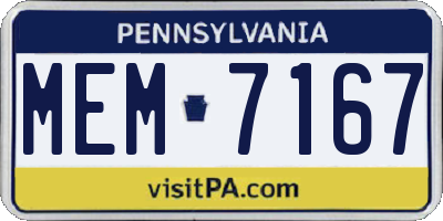 PA license plate MEM7167