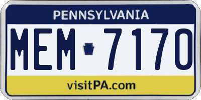 PA license plate MEM7170