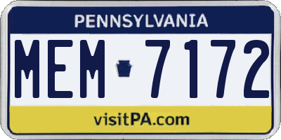 PA license plate MEM7172