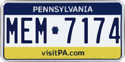 PA license plate MEM7174