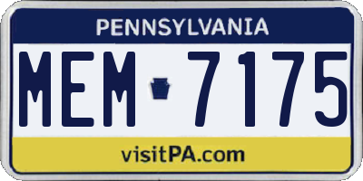 PA license plate MEM7175